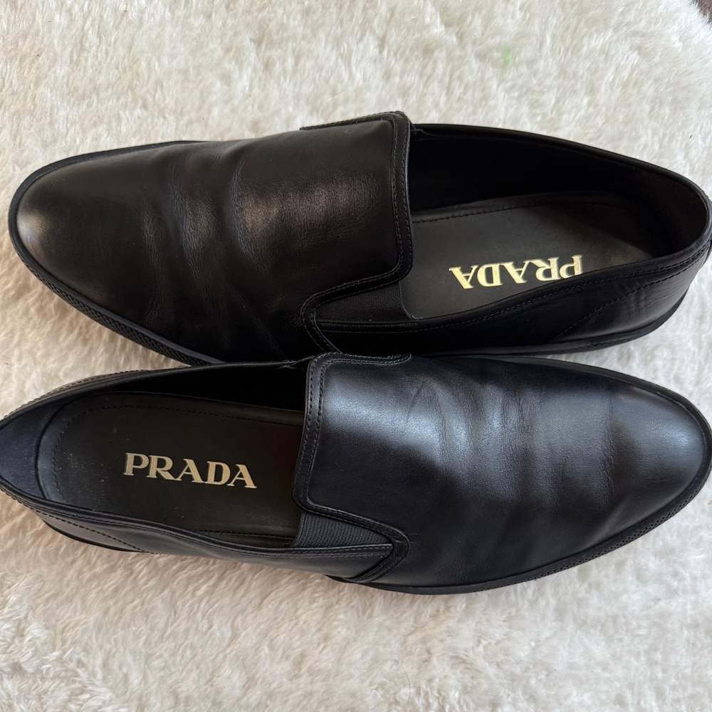 Prada Black Leather Loafers size 9